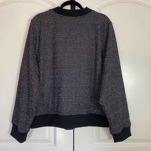 Torrid Bomber Jacket Black Color & multi colored thread accent NWT size 4X - Picture 7 of 14